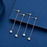 Long Tassel Drop Earings 1.6cttw Bezel 14K Gold Plated ♥︎ High Quality Moissanite Diamonds ♥︎ for Women  - The Jewellery Supermarket