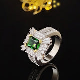New Arrival Luxury Green Color Princess Cut Marvelous AAA+ Quality CZ Diamonds Ring - The Jewellery Supermarket