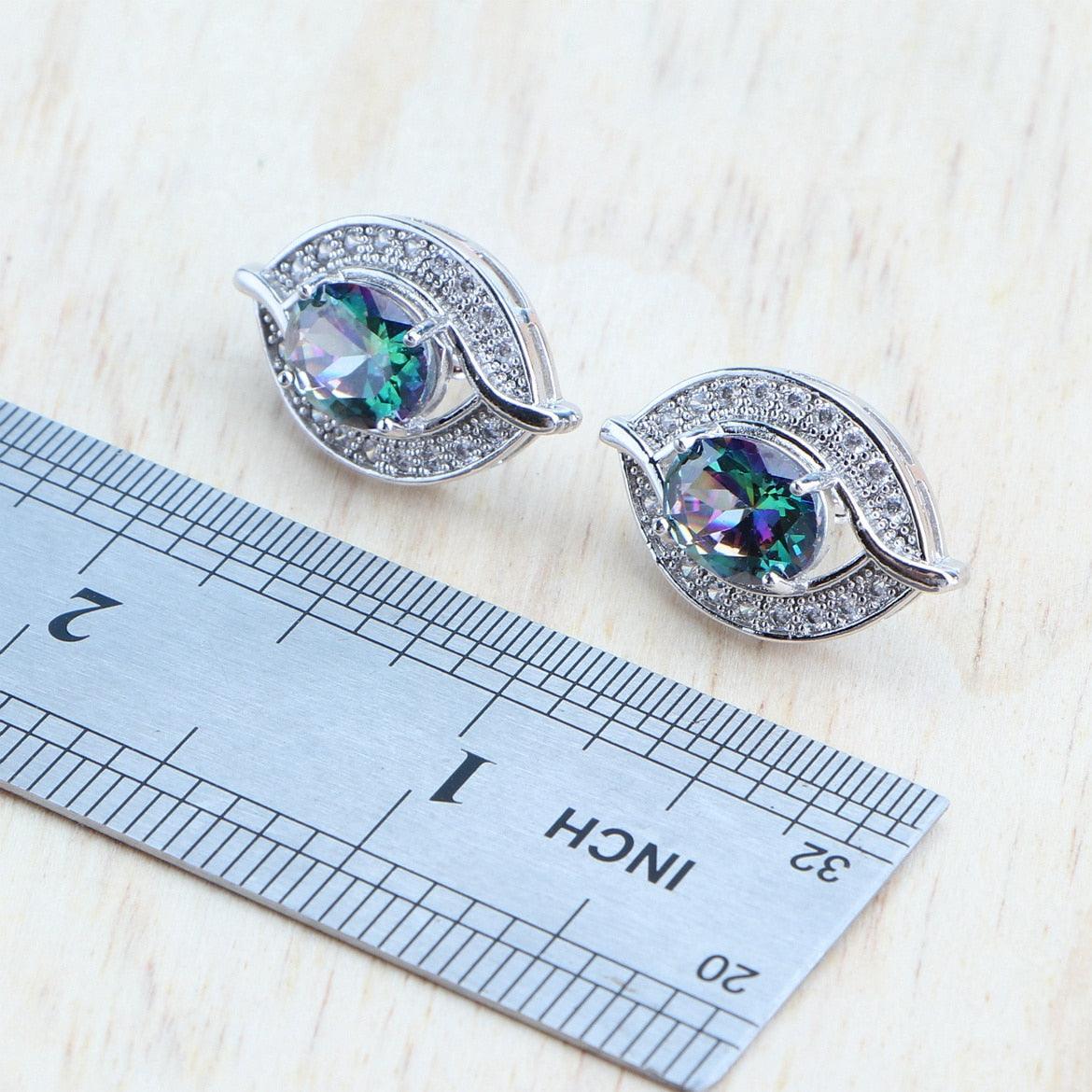 NEW Magic Rainbow Multicolour AAA Zirconia Crystals Pendant Necklace Earrings Bracelets Jewellery Set - The Jewellery Supermarket