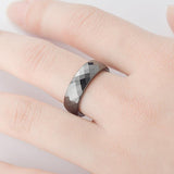 NEW Trendy Black and White Color Cutting Ceramics Classic Wedding Engagement Rings For Women - The Jewellery Supermarket