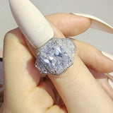 QUALITY RINGS - New Luxury Rectangle AAA+ Cubic Zirconia Diamonds Designer Ring - The Jewellery Supermarket
