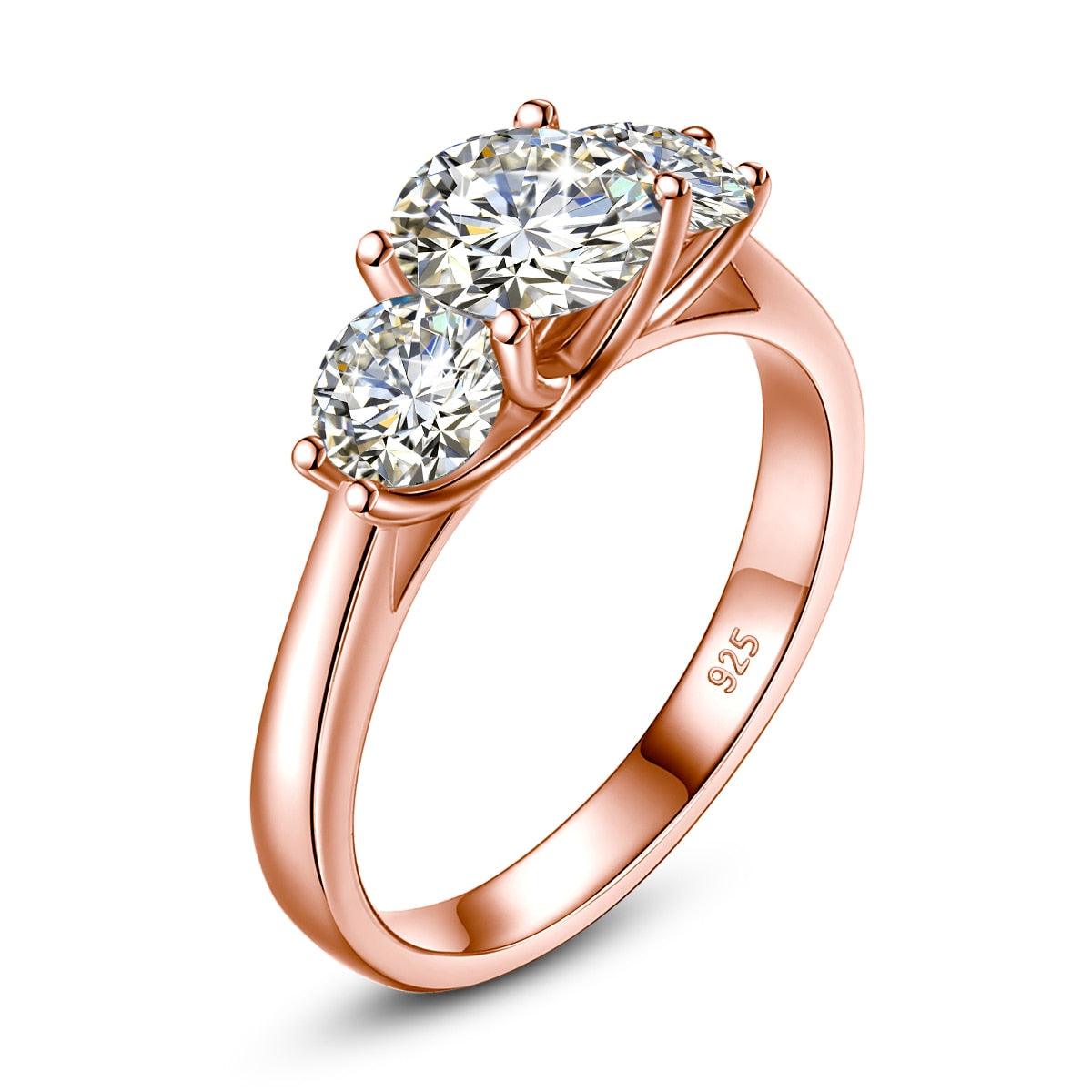 Amazing 3 Stone Total 2ct Genuine High Quality Moissanite Diamonds Rings For Women Luxury Fine Jewellery - The Jewellery Supermarket