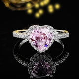 Best Gifts - Pink Silver Round Flower Ring For Wedding Engagement - The Jewellery Supermarket