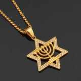 NEW ARRIVAL Jewish Star Of David Hasma Hand Of Fatima Gold Color Pendant Necklaces for Men and Women - The Jewellery Supermarket