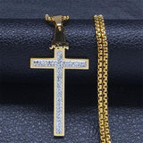 NEW Gold Color Crystal Stainless Steel Jesus Christ Religious Crucifix Cross Pendants Necklaces - The Jewellery Supermarket