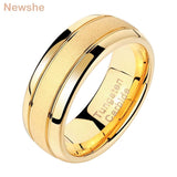 New Arrival Golden Color 8mm Frosted Tungsten Carbide Men's Charm Rings -  Wedding Jewellery - The Jewellery Supermarket