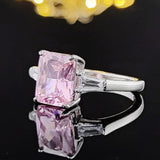 New Trendy Luxury Pink Color Princess Cut AAA+ Cubic Zirconia Diamonds Fashion Ring - The Jewellery Supermarket