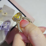 New Luxury Yellow Color Designer AAA+ Quality CZ Diamonds Engagement Ring - The Jewellery Supermarket