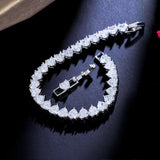 Super Chic Love Heart Shape AAA+ Cubic Zirconia Simulated Diamonds Classic Tennis Bracelet for Women - The Jewellery Supermarket