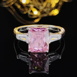 New Trendy Luxury Pink Color Princess Cut AAA+ Cubic Zirconia Diamonds Fashion Ring - The Jewellery Supermarket