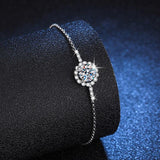Elegant Round Cut 1CT D Color VVS Moissanite Diamond Daisy Flower Platinum Plated Bracelet - Fine Jewellery - The Jewellery Supermarket