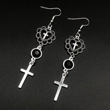 Aesthetic Style Hollow Heart Cross Pendant Earrings - Religion Fashion Art Fairy Grunge Religious Gift for Women
