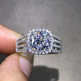 Captivating New Luxury Cushion Cut Designer AAA+ CZ Diamonds Fashion Ring - The Jewellery Supermarket