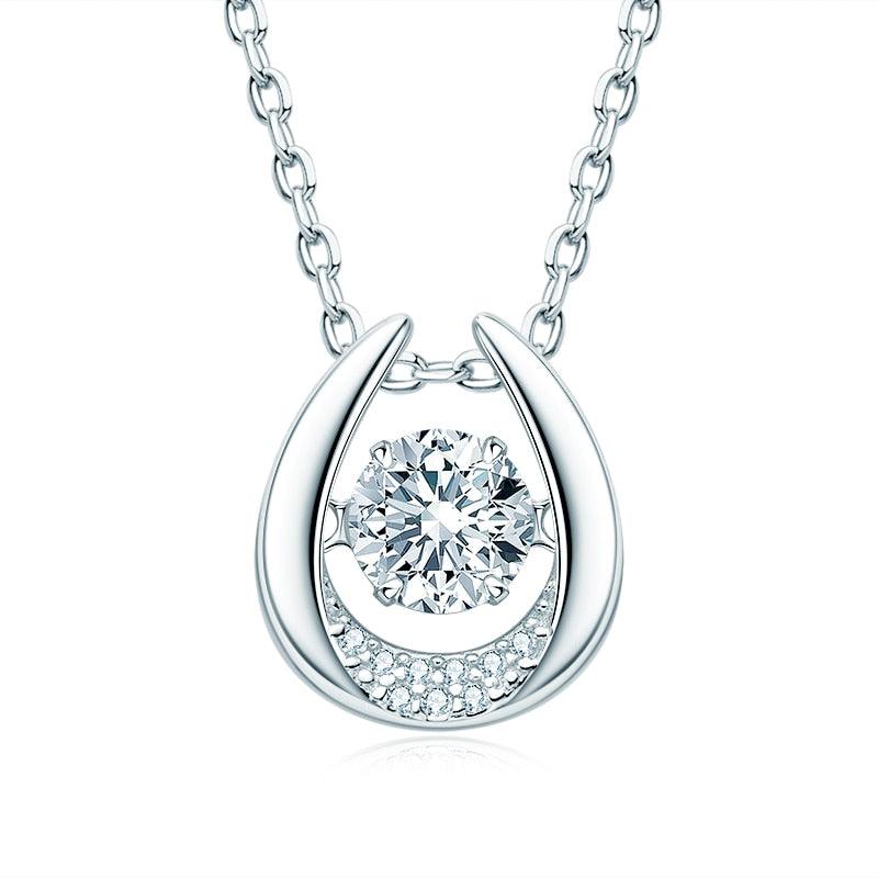 Best Seller - Lucky Horseshoe D-Color 0.8ct Dancing High Quality Moissanite Diamonds Necklace - Ideal Gift - The Jewellery Supermarket