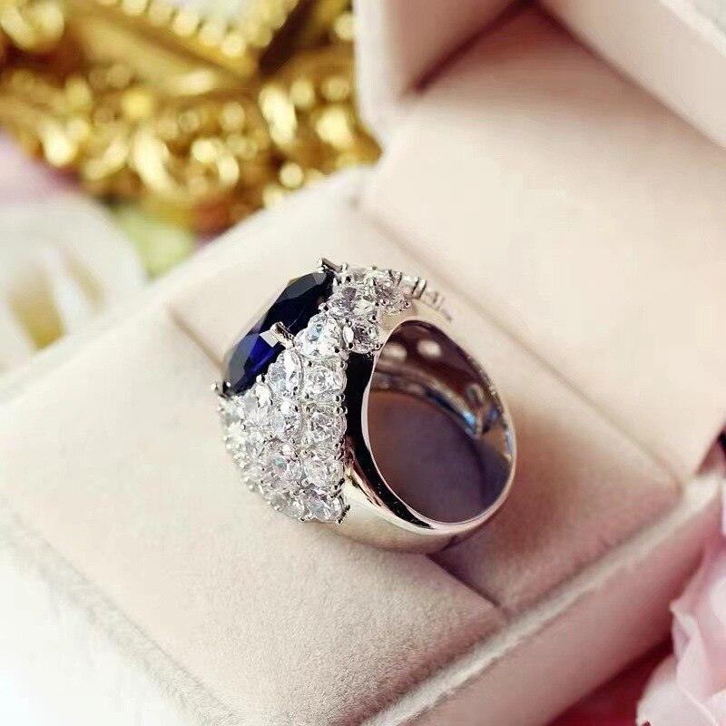 NEW Luxury Premium Blue Oval AAA+ Quality Zircon Diamond Jewelry Ring - The Jewellery Supermarket