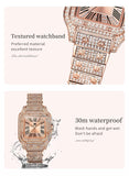 NEW Rose Gold, Silver Colour Bling Fashion Luxury Top Brand Simulated Diamonds Elegant Textured Ladies Watch - The Jewellery Supermarket