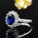 QUALITY RINGS New Luxury Blue Color Sunflower AAA+ CZ Diamonds Designer Ring - The Jewellery Supermarket