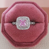 QUALITY RINGS Luxury Pink Princess AAA+ Cubic Zirconia Designer Engagement Ring - The Jewellery Supermarket