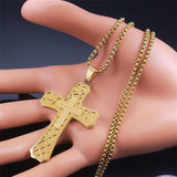 Popular Christian Big Cross Pendant Necklace Stainless Steel - Gold Colour Chain Necklaces - Religious Jewellery - The Jewellery Supermarket