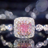 QUALITY RINGS Luxury Pink Princess AAA+ Cubic Zirconia Designer Engagement Ring