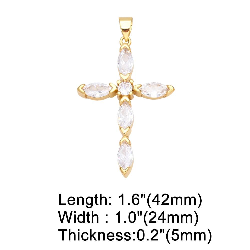 Cute Gold Plated AAA Cubic Zironia Crystals Big Crucifix Multicolor Cross Pendants - Christian Jewellery - The Jewellery Supermarket