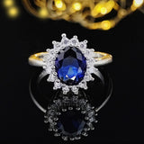 QUALITY RINGS New Luxury Blue Color Sunflower AAA+ CZ Diamonds Designer Ring - The Jewellery Supermarket