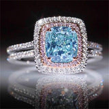 QUALITY RINGS Luxury Designer Pink Blue color AAA+ CUbic Zirconia Diamonds Fashion Ring - The Jewellery Supermarket