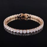 WONDERFUL Rose Gold Silver Color on Hand 3/4/5MM AAA+ Cubic Zirconia Simulated Diamonds Tennis Bracelets - The Jewellery Supermarket