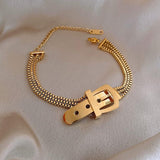 Fashion 316L Stainless Steel Gold Color Multilayer Cross Charm Bracelets For Women - Christian Jewellery - The Jewellery Supermarket