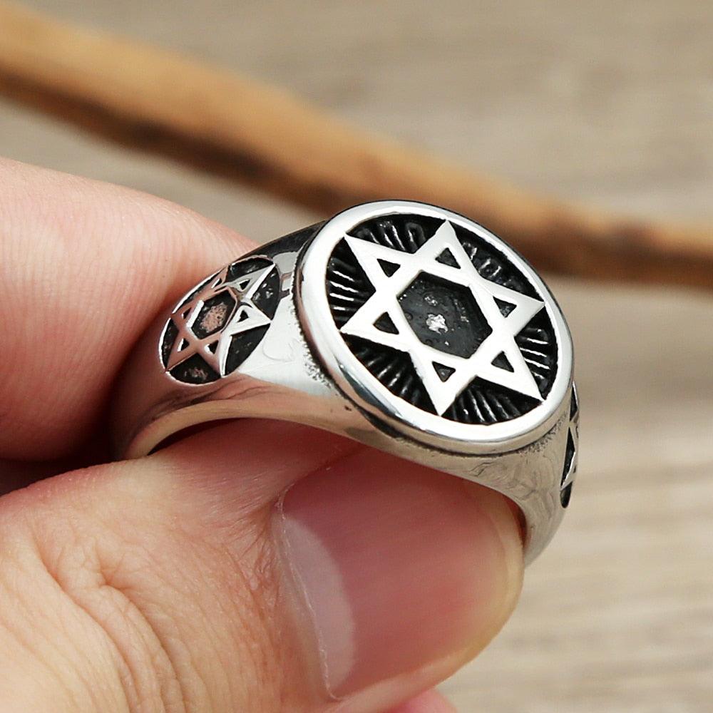 NEW ARRIVAL Vintage Religious Simple Star Of David Stainless Steel Rings For Men and Women - The Jewellery Supermarket