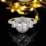 New Luxury Oval AAA+ Cubic Zirconia Diamonds Designer Engagement Ring - The Jewellery Supermarket