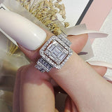 New Arrival - Luxury Rectangle Design Elegant AAA+ Quality CZ Diamonds Engagement Ring - The Jewellery Supermarket