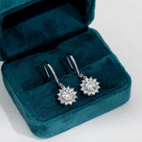 1 Carat Sunflower D Color ♥︎ High Quality Moissanite Diamonds ♥︎ Flower Drop Hook Earrings - Fine Jewellery - The Jewellery Supermarket