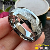 New Arrival Tungsten Bright Meteorite Inlay Domed Polished Mens Women Wedding Rings - Fashion Jewellery