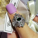 QUALITY RINGS Designer Luxury Green Round Retro Court Style AAA+ CZ Diamonds Ring - The Jewellery Supermarket