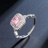 QUALITY RINGS Luxury Pink Princess AAA+ Cubic Zirconia Designer Engagement Ring - The Jewellery Supermarket