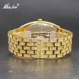 Top Brand Luxury Iced Out Sparkly Simulated Diamonds Tonneau Style Hip Hop Male Quartz Gold Colour Watches - The Jewellery Supermarket