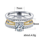 Glamorous Luxury Gold Silver Color Geometry AAA+ Cubic Zirconia Diamonds Fashion Ring - The Jewellery Supermarket