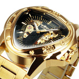 Top Brand Triangle Golden Skeleton Mechanical Automatic Sport Watch for Men - The Jewellery Supermarket