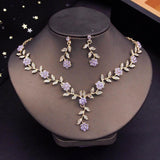 New Luxury Fashion Flower Choker Necklace Earrings Necklace Sets - Rhinestone Jewellery Sets for Women - The Jewellery Supermarket