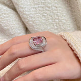 New Luxury Geometric Full Inlaid Pink White AAA+ Quality Zircon Diamonds Rings - The Jewellery Supermarket