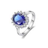 QUALITY RINGS New Luxury Blue Color Sunflower AAA+ CZ Diamonds Designer Ring - The Jewellery Supermarket