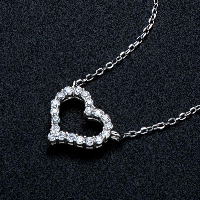 Charming Heart Design Round Cut 1.5mm(0.015ct) Real High Quality Moissanite Diamonds Cluster-Set Choker - The Jewellery Supermarket