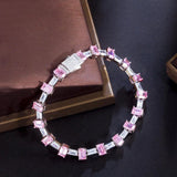 Genuine Princess Cut Pink AAA+ Cubic Zircon Simulated Diamonds Luxury Tennis Bracelets - The Jewellery Supermarket