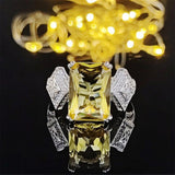 New Arrival Luxury Yellow Color 10*14mm Princess Cut AAA+ Quality CZ Diamonds Ring - The Jewellery Supermarket