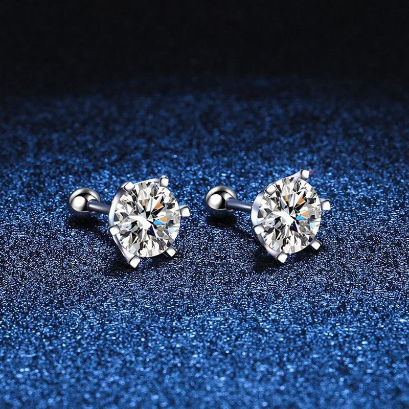 Super 0.3-2ct ♥︎ High Quality Moissanite Diamonds ♥︎ D Colour VVS1 6 Prong Screw Stud Earrings - Fine Jewellery - The Jewellery Supermarket