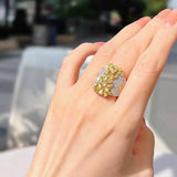 New Luxury Ring with Adjustable Size Yellow AAA+ Cubic Zirconia Diamonds Fashion Rings