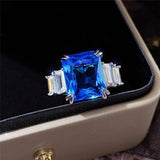 Excellent New Arrival Luxury Blue Yellow Color Rectangle AAA+ CZ Diamonds Fashion Rings - The Jewellery Supermarket