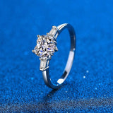 Platinum Plated 1.2 Carat Heart Cut High Quality Moissanite Diamonds Rings - 3 Stone Engagement Rings - The Jewellery Supermarket