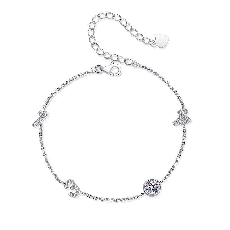 Cute Platinum Plated 0.5ct D Color VVS1 High Quality Moissanite Diamonds Love Bracelet - Fine Jewellery - The Jewellery Supermarket